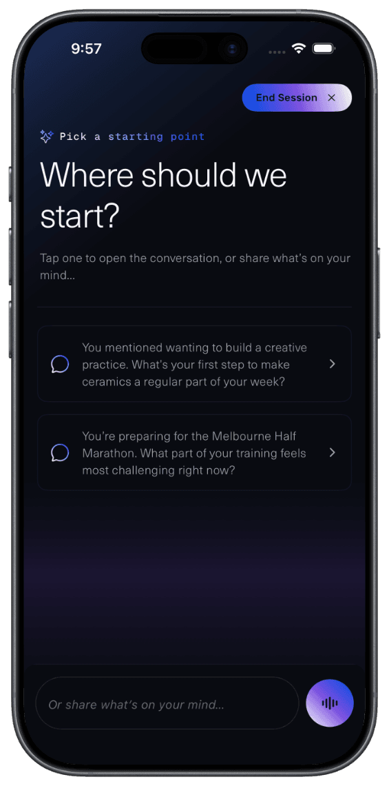 A Pocket Mentor conversation on a phone screen